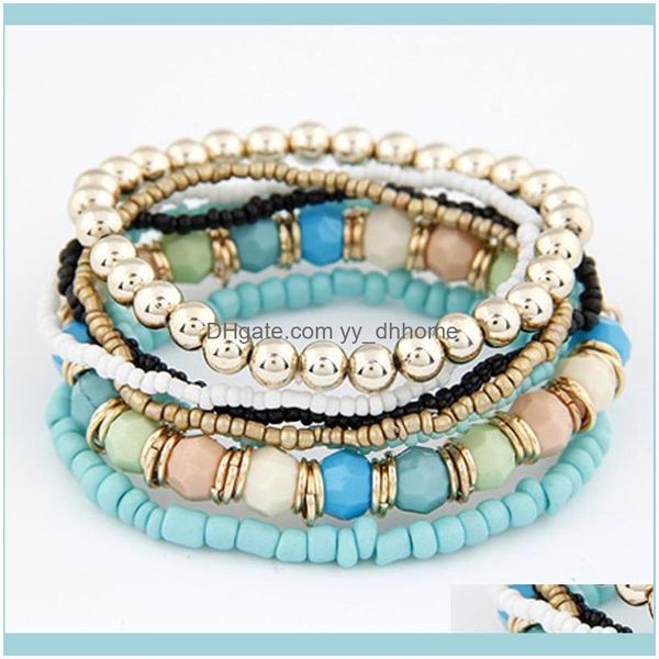 Link, jewelrylink, cadeia Bohemia misturam e combinam mi￧angas braceletsbangles para mulheres el￡sticas for￧as de v￡rias camadas de camada m￺ltipla Bracelets artesanais