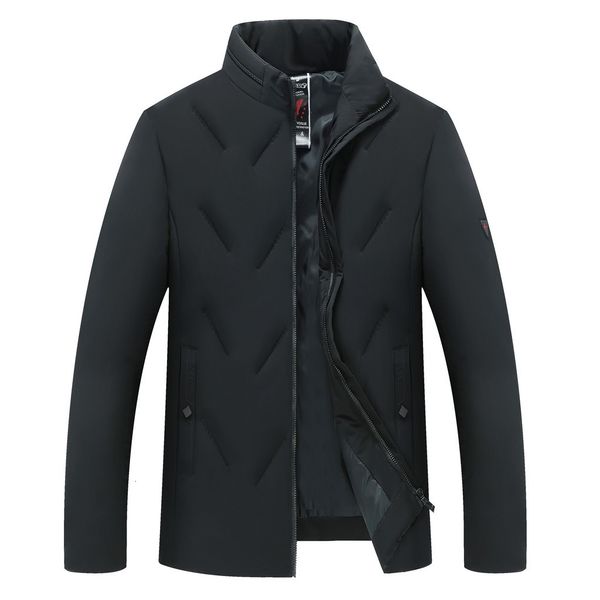 

men's down & parkas tide chaqueta hombre winter jacket men casual pocket button cotton padded stand collar streetwear black coat jaquet