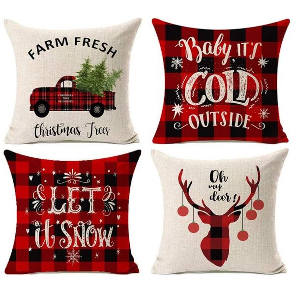 

pcs linen sofa pillow cushion cover christmas theme pillowcase warm living room bedroom decorative pillows festive decoration cushion/decora