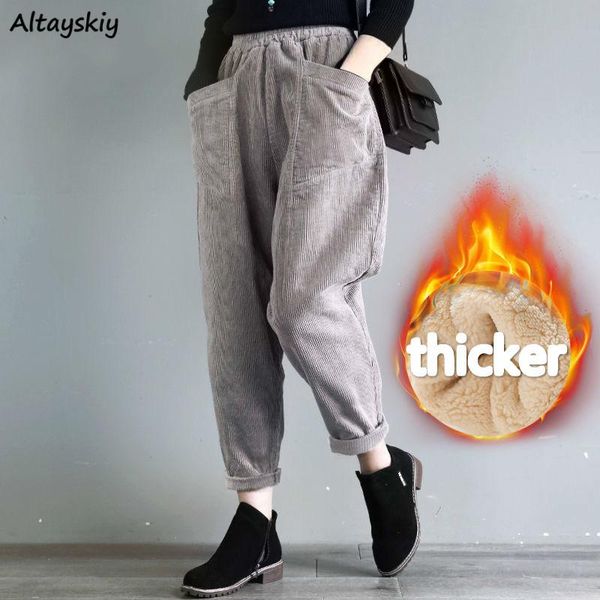 

pants women thicker retro corduroy fashion full length daily vintage solid harem trousers harajuku pant autumn female ins teens women's, Black;white