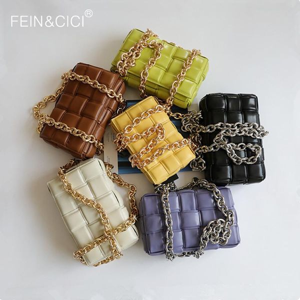 

evening bags designer shoulder bag women design large metal chain woven soft square crossbody handbag female fashion flap summer