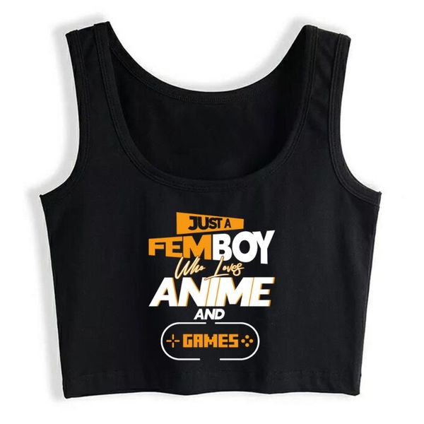 

women's tanks & camis crop women yaoi anime femboy aesthetic y2k harajuku gothic gym korean tank blouse female clothes mujer verano, White