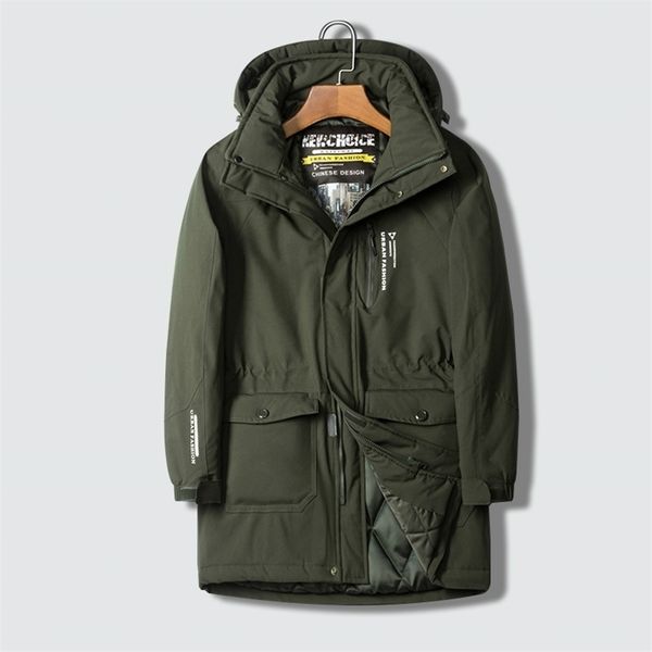 

men's winter jacket hooded large size 8xl warm coat mid long windbreaker male autumn thick down cotton-padd thermal parka men 211023, Black