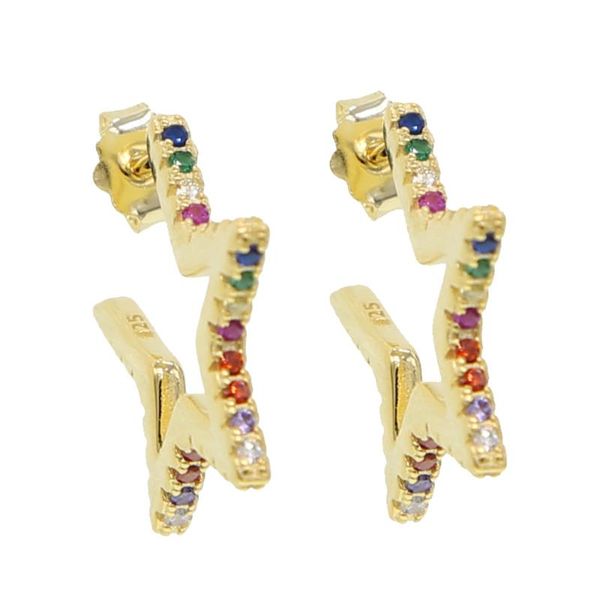 

dangle & chandelier 100% real 925 sterling silver fashion bling star earring women wedding earings with rainbow cz delicate gold color jewel