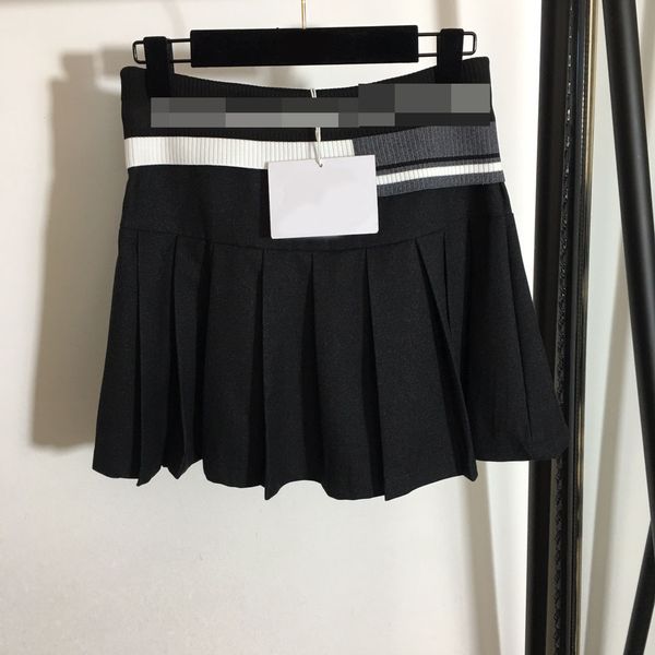 

dress 2021 winter king's letter webbing elastic waist high pleated short skirt inner bottom pants, White;black