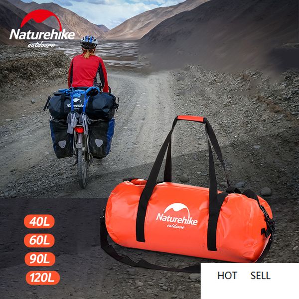 

naturehike waterproof bag 500d pvc net clamping cloth fabric 40/60/90/120l large capacity river trekking bag beach swimming