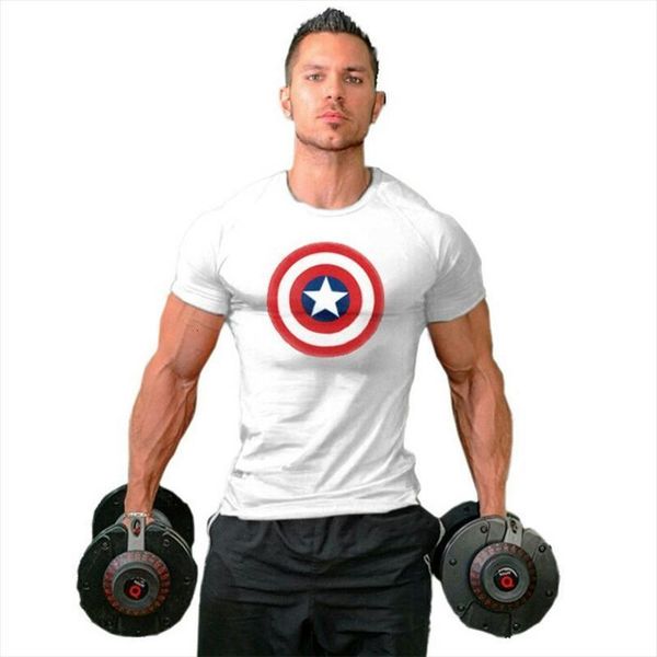 

heros shield 3d printed mens t shirt arrival increase male attractiveness tshirts gym slim fitness tees, White;black