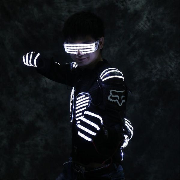 

party decoration p77 dance costumes dj led robot men suit luminous glasses stage performance clothes bar show dress armor outfits gloves