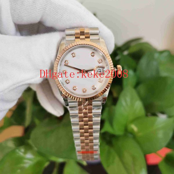 

bp waterproof wristwatches ladies 36mm 179173 gold & steel 904l two tones diamond mother of pearl cal.3255 movement mechanical automatic wom, Slivery;brown