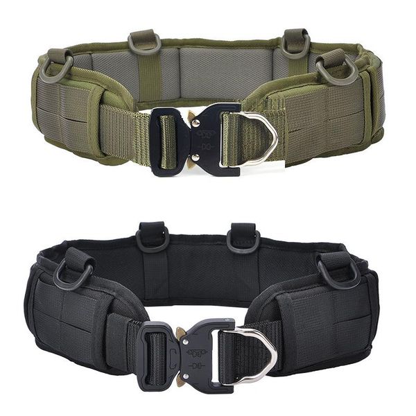 

military tactical belt men molle battle army combat outdoor cs hunting paintball padded waist set adjustable support, Black;gray