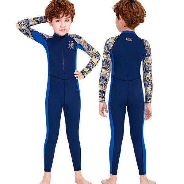 

boys sports swimsut one piece long sleeve kids swimwear for girls swimming suit teenager rash guards snorkel surfing one-pieces, Black
