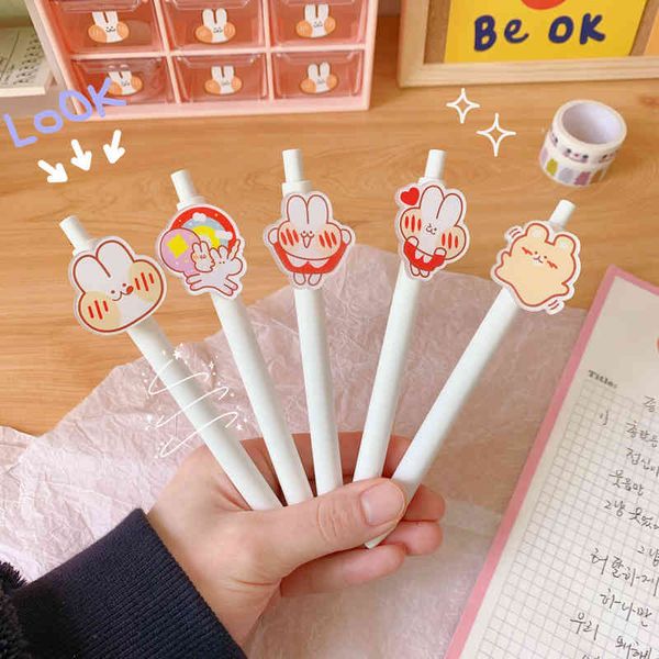 

pen korean version girl heart press neutral student cute black signature rabbit neutral office stationery