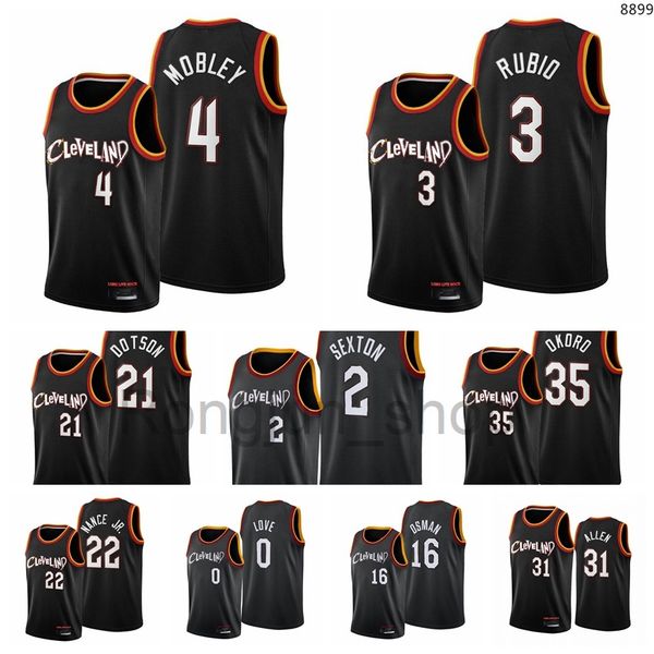 

2021-22 75th anniversary diamond printed mens basketball collin sexton evan mobley ricky rubio jarrett allen isaac okoro cedi osman black je, Black;red