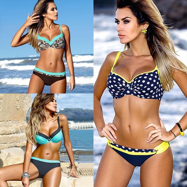

bikini women set swimsuits push up female two piece halter yellow girl beach wear, White;black