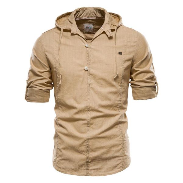 

men's casual shirts design hoodied long sleeve linen shirt men solid color 100% cotton quality pullover for streetwear, White;black