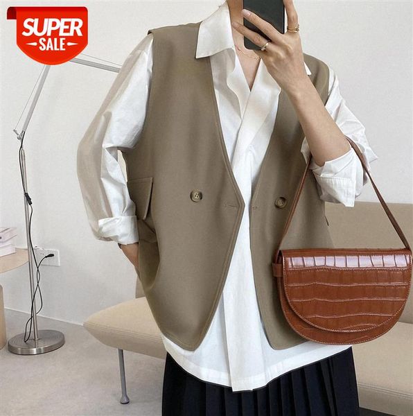 

zhi chuxi quality silhouette suit waistcoat women loose casual sleeveless jacket [private service] 5126 #hd0w, Black;gray