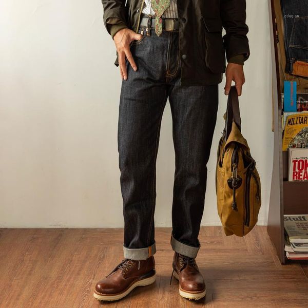 

men's jeans xx-0001a read description red super quality indigo selvage unwashed pants unsanforized denim jean 14oz, Blue
