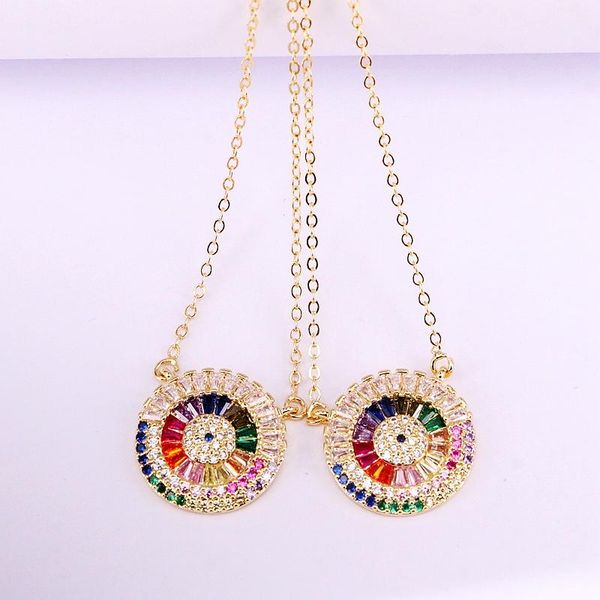 

pendant necklaces 6pcs, gold filled fashion crystal multi rainbow colorful zirconia, Silver