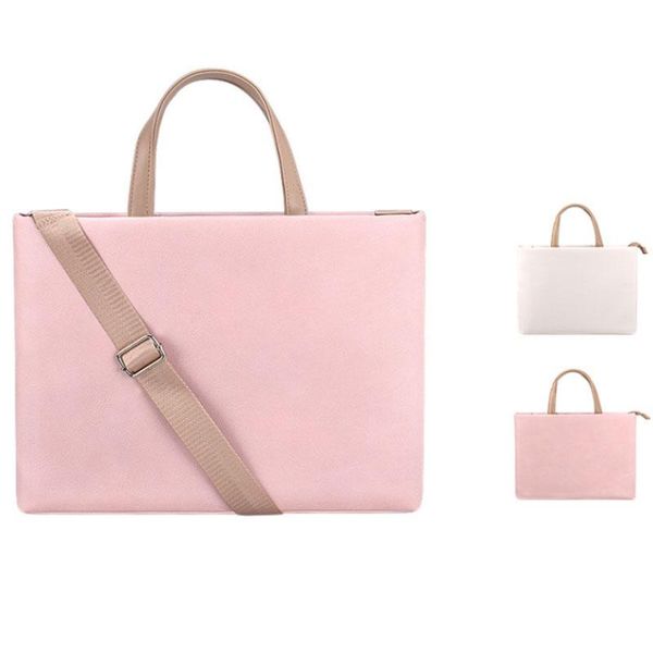 

briefcases simple casual solid color briefcase wear-resistant pu waterproof breathable embroidered nylon notebook shoulder lapbag
