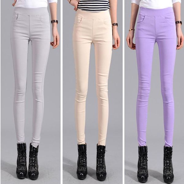 

women's pants & capris 2021 fashion spring summer women elegant long trousers office ladies slim high waist solid color skinny pencil a, Black;white