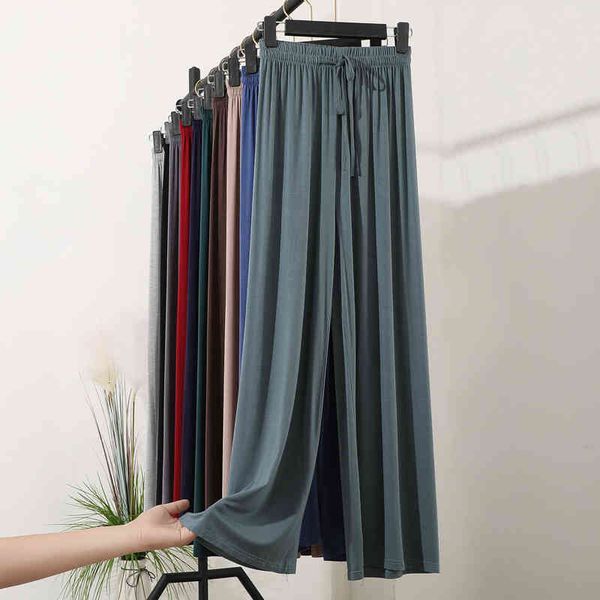 

skirts womens summer modal wide leg pants female high-waisted cotton drape loose draw strings leisure & trousers nx1g, Black