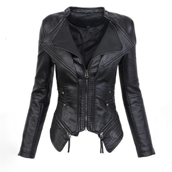 

women's leather & faux gothic couro falso pu mulheres jaqueta de inverno moda outono motocicleta preto casacos outerwear casaco aqp6, Black