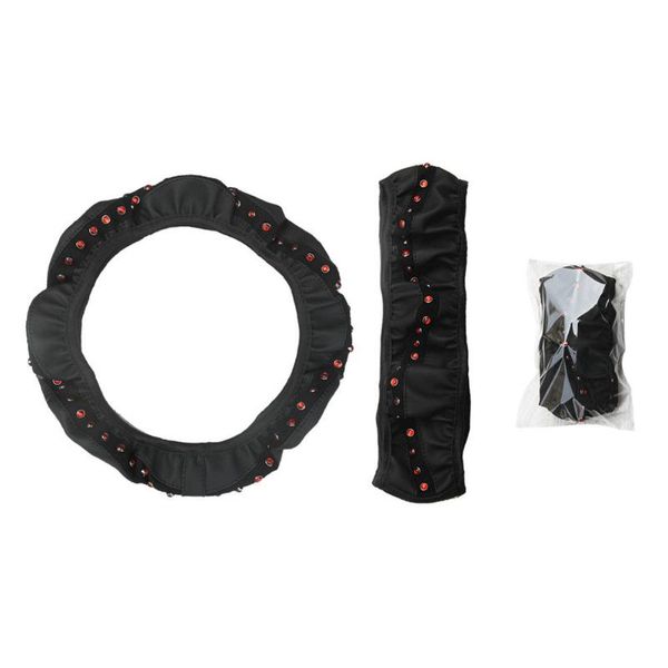 

steering wheel covers accessories cover anti-slip black+red for 38-37cm leather