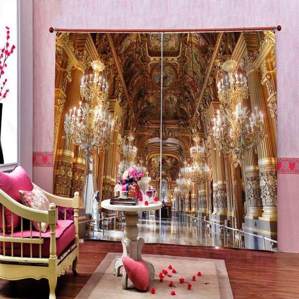 

curtain & drapes european luxury building angel blackout po print for living room bedroom polyester fabric sets home decor