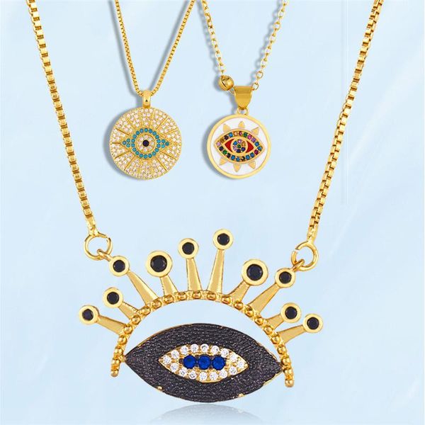 

pendant necklaces colorful crystal evil eyes golden heart for women men rainbow zircon couples love gothic accessories, Silver