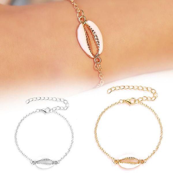 

link, chain simple natural shell bracelet fashion sweet style jewelry gold silver color cowrie hand women chic bohemia, Black