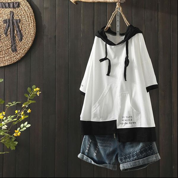 

arrival women summer korea fashion short sleeve loose t shirt all matched casual cotton hooded tee femme s821, White