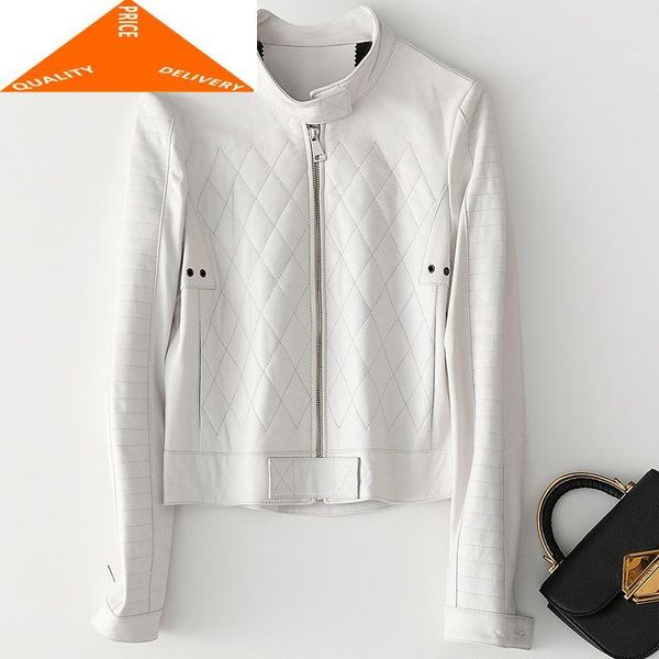 

women's leather & faux sheepskin coat natural female autumn spring coats korean streetwear genuine jacket women real jackets a52, Black