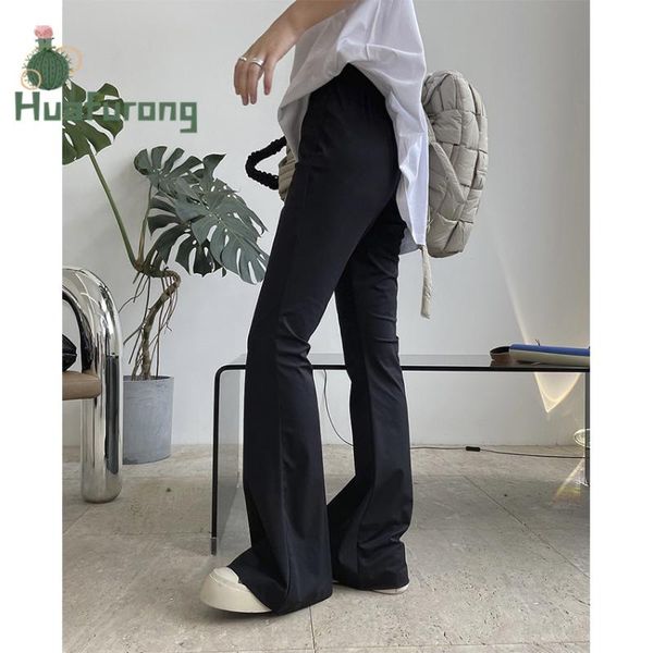 

women's pants & capris summer korean ins blogger wide-leg elastic high waist stretch micro-la casual slim trousers female, Black;white