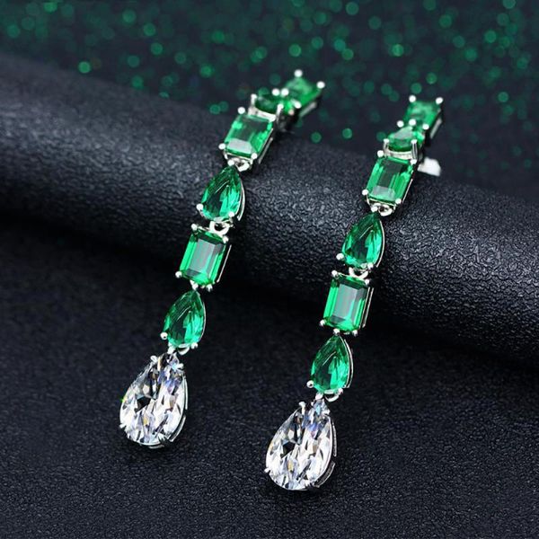 

dangle & chandelier knriquen 925 sterling silver sparkling high carbon diamond drop earrings created moissanite emerald wedding fine jewelry