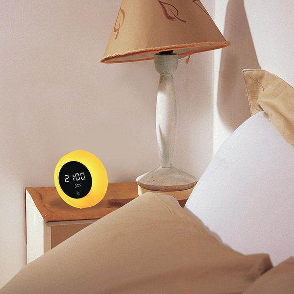 

wall clocks digital alarm clock wake up night light table led lamp electronic despertador temperature display with 4 species sounds