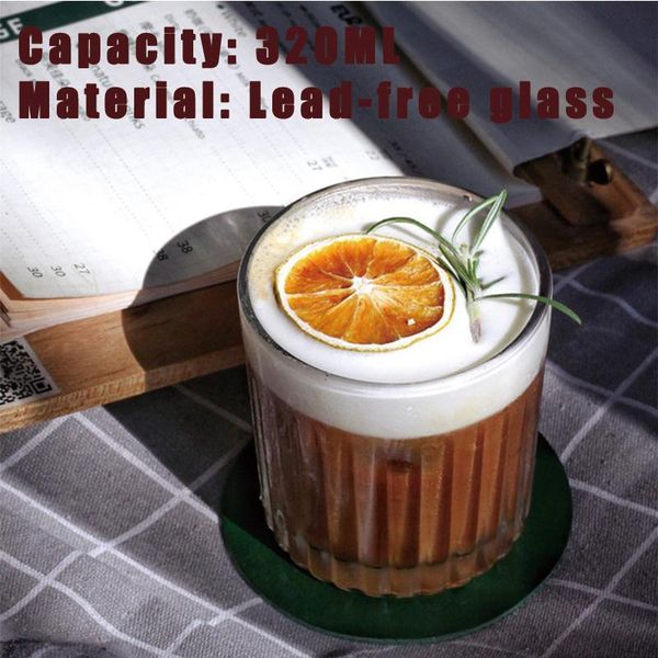 

320ml vertical striped glass cup juice tea clear mug coffee bar restaurant single layer wine glasses
