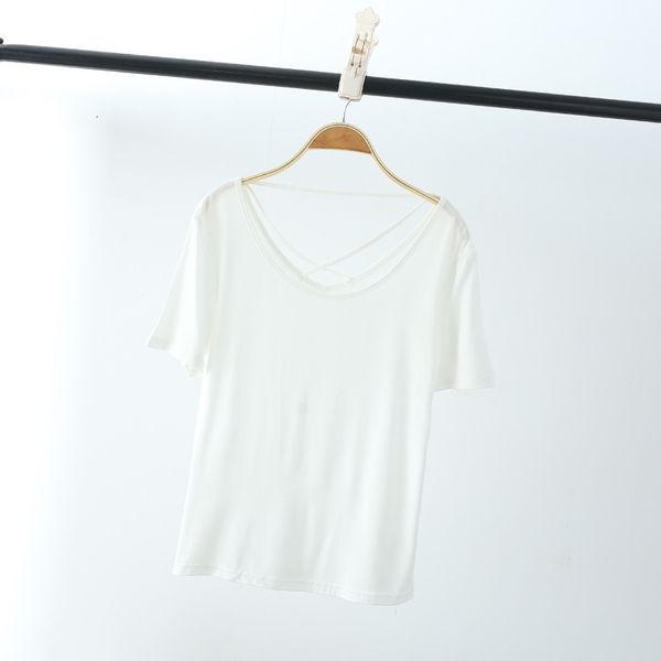 

tee 2021 fashion simple women's cotton soft breathable short sleeve t-shirt, White