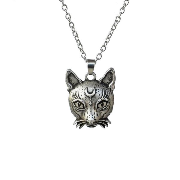 

chains vintage wicca necklace amulet talisman cat jewelry accessories, Silver
