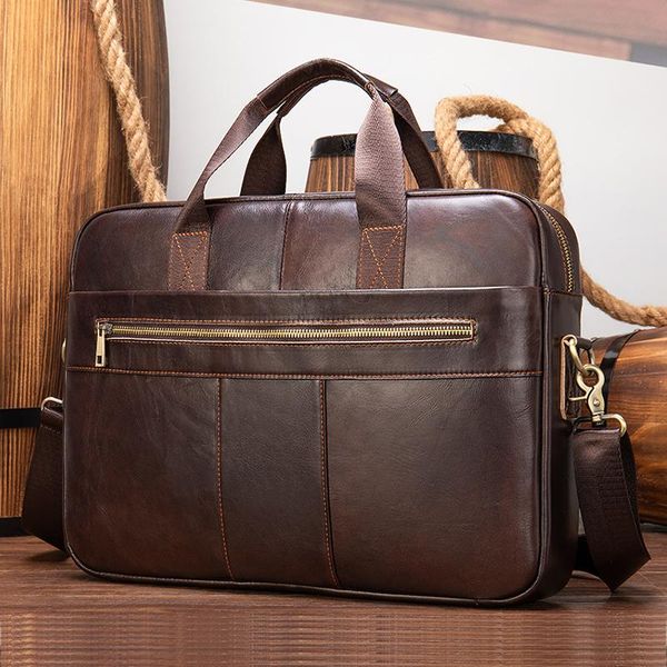

briefcases luufan men's leather bag briefcase genuine for lap15.6 document a4 office bags briefs computer 7352