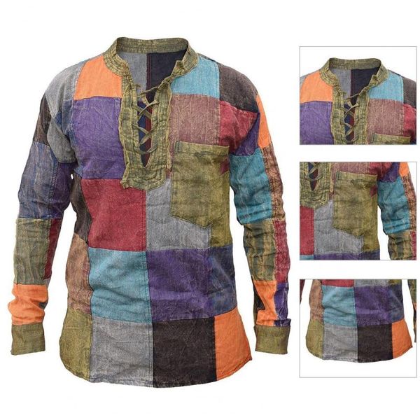 

men's casual shirts all match fabulous colorful artistic patchwork men shirt quick dry for dating, White;black
