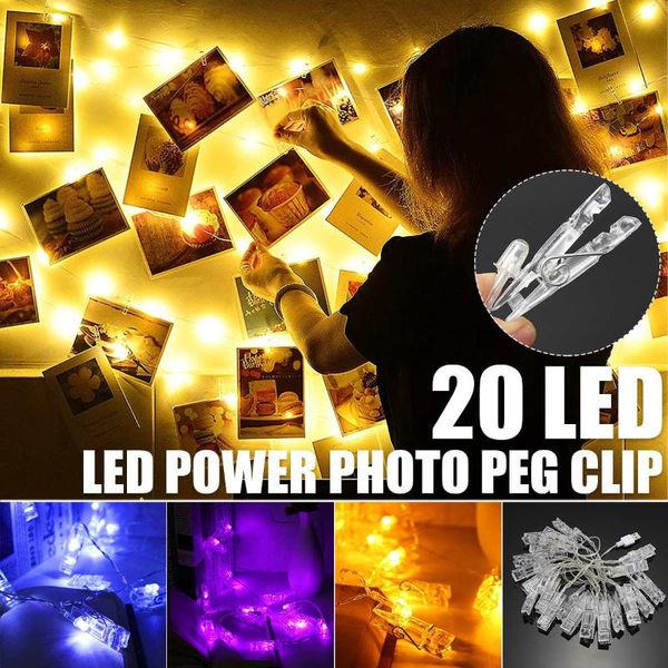 

strings 2m led po clip string lights outdoor battery operated garland christmas decoration home party wedding birthday fairy