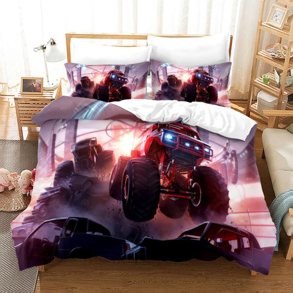 

bedding sets monster jam set single twin full  king size f1 bed aldult kid bedroom duvetcover 3d print 031