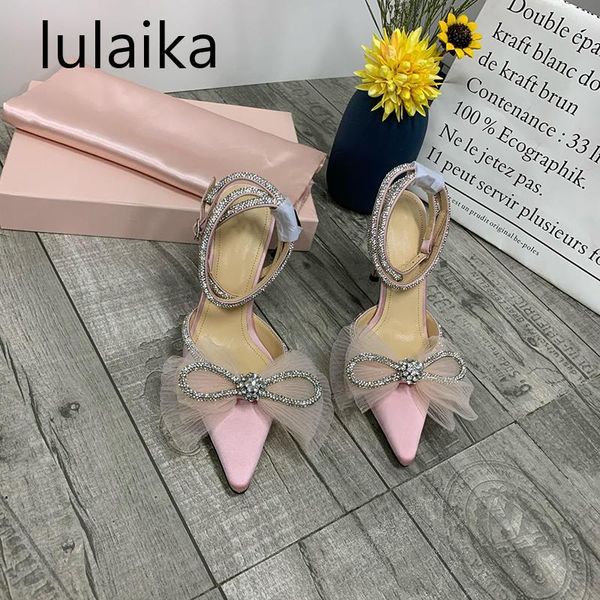 

women crystal bowknot thin heels sandals decor cross strappy ankle strap summer pointed toe party dress shoes, Black