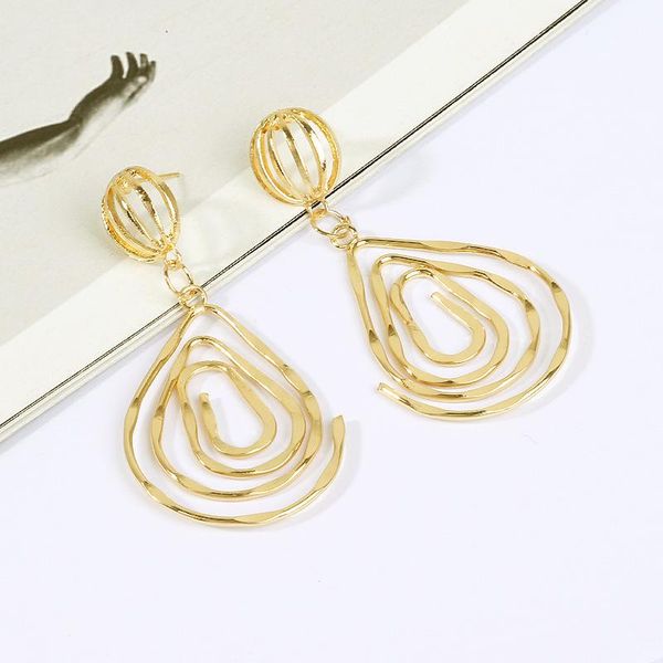 

jewelry fashion water droplets irregular hollow winding multi-layer metal women's earrings stud, Golden;silver