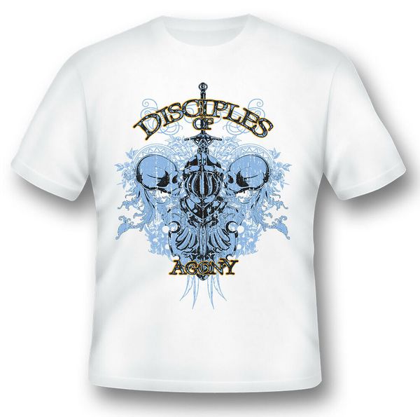 

disciples of agony skulls sword knight black or white tee, White;black