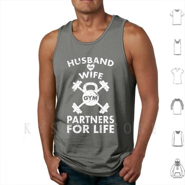 

husband and wife gym partners for life funny matching couple workout tank vest sleeveless, White;black