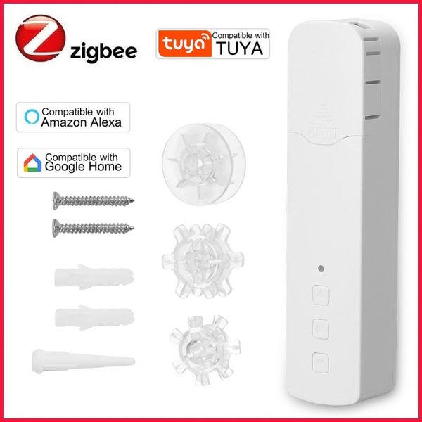 

smart home control zigbee 3.0 pull bead curtain motor auto motorized tuya app voice remote works with alexa google