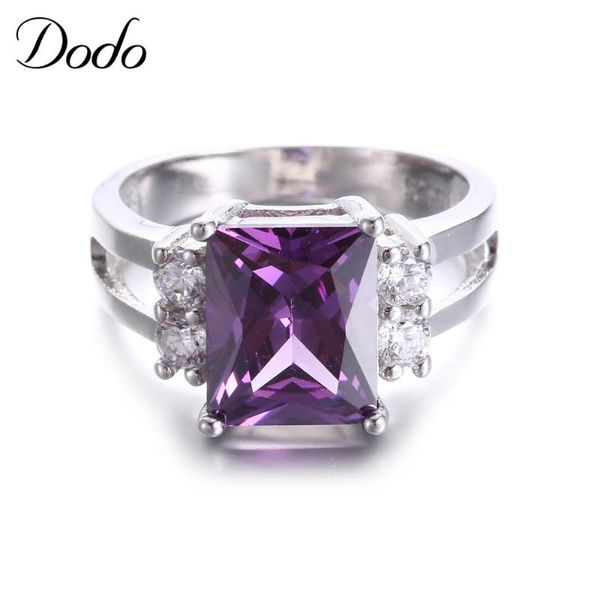 

wedding rings dodo large purple crystal gothic anel 585 white gold color crown women accessories anillos jewelry dr202, Slivery;golden