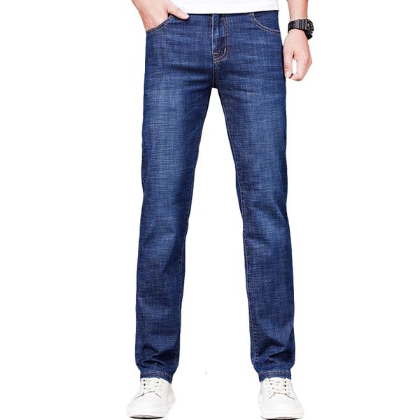 

men's pants summer jeans slim fit, blue, black stretch, casual plus size 40, qyrj