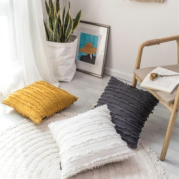 

cushion/decorative pillow cushion cover cotton linen tassel pillowcase tufted beige decorative nordic throw for sofa bed home decor 45x45cm